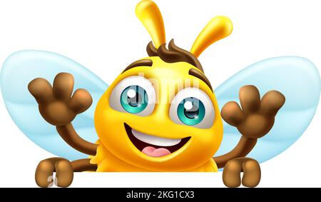 Miele Bumble Bee Cartoon Bumblebee Mascot carino Illustrazione Vettoriale