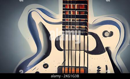 Chitarra basso elettrica. Inchiostro bianco e nero doble disegno in legno  taglio con iscrizione Foto stock - Alamy