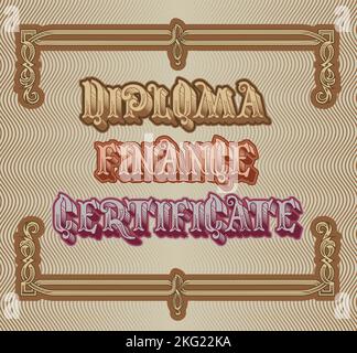 Scritte finanziarie vettoriali, cornici e ornamenti. EPS-8 separato da gruppi e livelli per un facile editing. Illustrazione Vettoriale