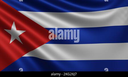 Resa della bandiera cubana sbatte nel vento primo piano, la bandiera nazionale di Cuba sbatte in risoluzione 4K, primo piano, colori: RGB. Foto Stock