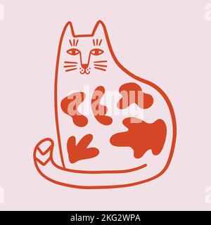 Gatto artistico in stile vintage retrò Illustrazione Vettoriale