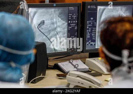 Chirurgia cardiaca presso l'ospedale Hotel Dieu de France a Beirut, Libano. Foto Stock