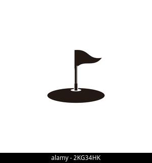 golf pole flag semplice silhouette icona vettore Illustrazione Vettoriale