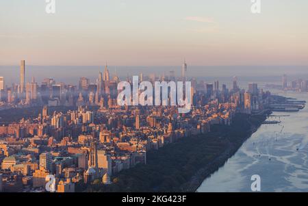 Downtown New York City Manhattan Aerial Foto Stock