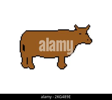 Cow pixel art. Animale da fattoria a 8 bit. Illustrazione del vettore con pixel Illustrazione Vettoriale