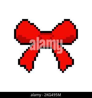 Arco rosso pixel art. Arco a 8 punte per decorazione. Disegno vettoriale pixellato Illustrazione Vettoriale