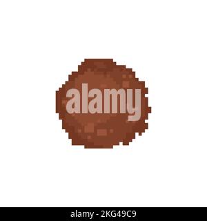 Meatball pixel art. 8 bit palla di carne. Pixelated food Vector Illustration Illustrazione Vettoriale