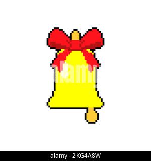 Campana di Natale pixel art. 8 bit Natale e Capodanno illustrazione. Illustrazione Vettoriale