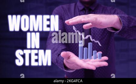 Didascalia di testo che presenta le donne in STEM, vetrina aziendale Scienza tecnologia Ingegneria Matematica Scientist Research Foto Stock