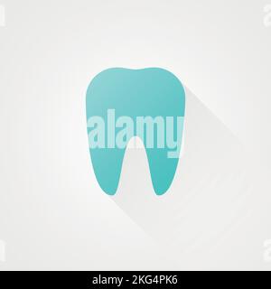 Icona del dente minimalista. Concetto di dentista, clinica odontoiatrica. Illustrazione vettoriale, design piatto Illustrazione Vettoriale