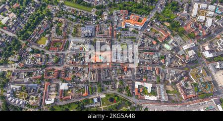 Vista aerea, vista centro città con evang. Chiesa di Paulus e ospedale di St. Marien, centro, Hamm, zona della Ruhr, Renania settentrionale-Vestfalia, Germania, culto sit Foto Stock