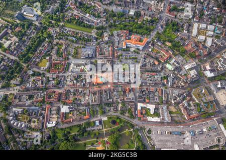 Vista aerea, vista centro città con evang. Chiesa di Paulus e ospedale di St. Marien, centro, Hamm, zona della Ruhr, Renania settentrionale-Vestfalia, Germania, culto sit Foto Stock