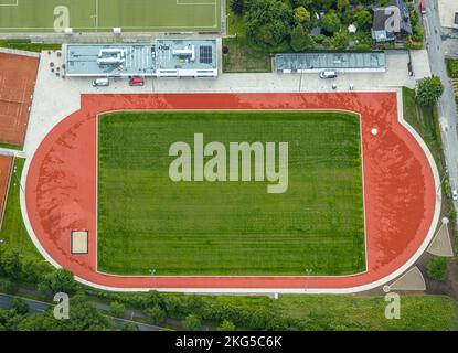 Vista aerea, cantiere nuovo campo sportivo presso l'impianto sportivo HSC, Hammer Sportclub, tra Hubert-Westermeier-Straße e in der Fuchshöhle, Foto Stock