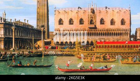 VENEZIA il Bucintoro al Molo in Ascensione di Canaletto Canaletto (1697-1768) ora nel Museo d'Arte di Filadelfia Foto Stock