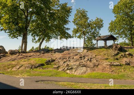 La vista dalla cima del Monte Holyoke a Hadley, Massachusetts Foto Stock