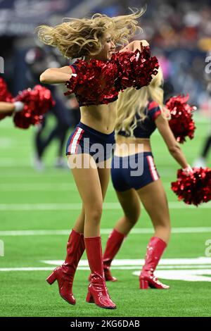 Houston Texans Cheerleader durante la NFL Football Game tra i Washington Commanders e gli Houston Texans Domenica, 20 novembre 2022, al NRG Foto Stock