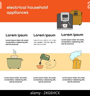 sito web, banner, design volantino per elettrodomestici Illustrazione Vettoriale