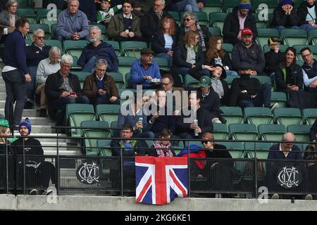 Melbourne, Australia. 22nd Nov 2022. Una bandiera britannica è raffigurata nello stand MCC Members durante la partita della serie Dettol ODI Australia vs Inghilterra a Melbourne Cricket Ground, Melbourne, Australia, 22nd novembre 2022 (Foto di Patrick Hoelscher/News Images) Credit: News Images LTD/Alamy Live News Foto Stock