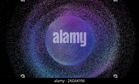 3D rappresentazione di grappolo di particelle di sabbia che formano un globo o o una sfera frantumata o disintegrata Foto Stock