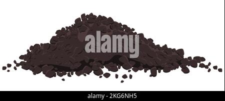 Cumulo marrone di terra o humus isolato su bianco. Icona terreno fertile. Elemento di disegno vettoriale. Illustrazione Vettoriale