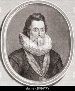 Giacomo VI e i, dal 1566 al 1625. Re di Scozia come Giacomo VI dal 1567 al 1625, e re d'Inghilterra e d'Irlanda come Giacomo i dal 1603 al 1625. Dopo una stampa del 18th ° secolo di Bernard Picart. Foto Stock