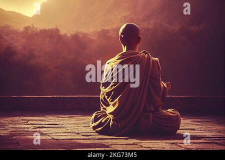 statua di buddha al tramonto Foto Stock