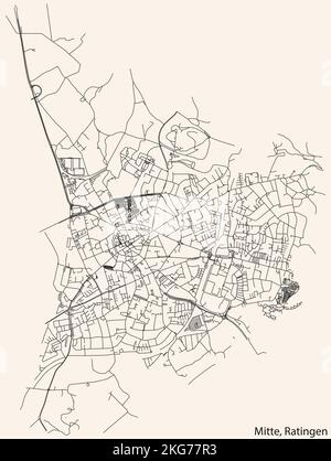 Mappa stradale del COMUNE DI MITTE, RATINGEN Illustrazione Vettoriale