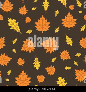 Vettore marrone autunno foglie ripetizione modello di sfondo disegno Illustrazione Vettoriale