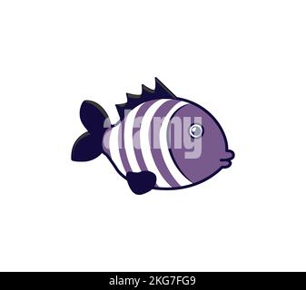 Pesce cartone animato. Illustrazione della clip vettoriale. Pesci tropicali. Illustrazione Vettoriale