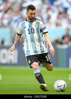 Lionel messi dell'Argentina durante la partita di Coppa del mondo FIFA Group C allo stadio di Lusail, Lusail, Qatar. Data immagine: Martedì 22 novembre 2022. Foto Stock