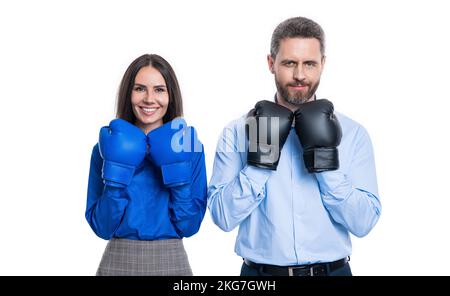 colleghi professionisti del settore in guanti da boxe. colleghi professionisti Foto Stock