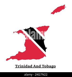 Illustrazione vettoriale della bandiera della mappa di Trinidad e Tobago Illustrazione Vettoriale