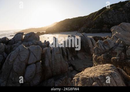 Sud Africa, Hermanus, costa rocciosa di Voelklip Beach Foto Stock