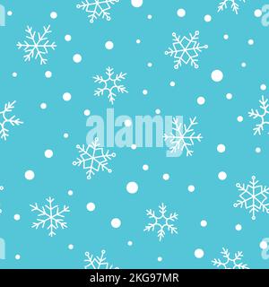 Fiocchi di neve modello senza cuciture in stile cartoon piatto. Illustrazione vettoriale Illustrazione Vettoriale