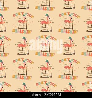 Retro Groovy Natale senza cuciture modello con . Carino sfondo di vacanze. Design di avvolgimento. Vettore stock Illustrazione Vettoriale