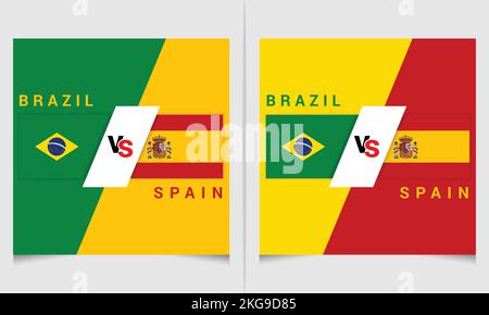 Calcio FIFA World Cup Brasile vs Spagna Bandiera Social Media Banner Illustrazione Vettoriale