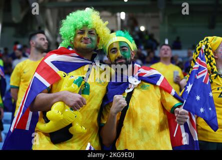 Al Wukair, Qatar, 22nd novembre 2022. Tifosi australiani prima della partita della Coppa del mondo FIFA 2022 allo stadio al Janoub, al Wukair. Il credito di foto dovrebbe essere: David Klein / Sportimage Foto Stock