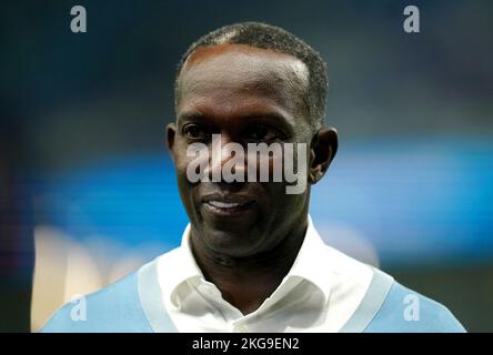 Dwight Yorke davanti alla partita di Coppa del mondo FIFA Group D allo stadio al Janoub, al Wakrah. Data immagine: Martedì 22 novembre 2022. Foto Stock