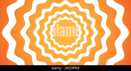 Sfondo vettoriale astratto con onde di colore arancione e bianco zigravate. Illustrazione Vettoriale