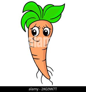 Illustrazione vettoriale di un personaggio cartone carota isolato su sfondo bianco Illustrazione Vettoriale