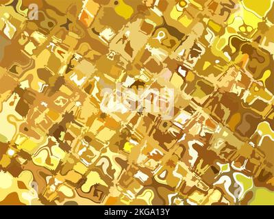 Sfondo mosaico in tonalità dorate per tessuti o tessuti. Splendidi schizzi come un caleidoscopio per le tendenze moda, carta da parati, soluzioni per interni Foto Stock