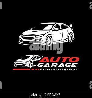 Un bel logo per Auto Garage su sfondo nero Illustrazione Vettoriale