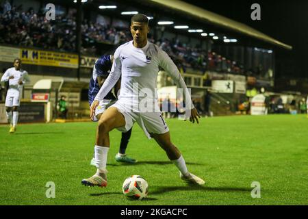 Ayr, Regno Unito. 22nd Nov 2022. La Scozia Under 19s ha giocato contro la Francia Under 19s al Sommerset Park, Ayr, Ayrshire Scotland, UK nel Campionato europeo Under 19 2023. La Francia ha vinto 3 -1 e questo mette la Scozia fuori concorso e la Francia passare al turno successivo. Credit: Findlay/Alamy Live News Foto Stock