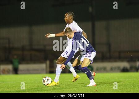 Ayr, Regno Unito. 22nd Nov 2022. La Scozia Under 19s ha giocato contro la Francia Under 19s al Sommerset Park, Ayr, Ayrshire Scotland, UK nel Campionato europeo Under 19 2023. La Francia ha vinto 3 -1 e questo mette la Scozia fuori concorso e la Francia passare al turno successivo. Credit: Findlay/Alamy Live News Foto Stock