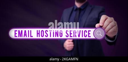 Visualizzazione concettuale Servizio di hosting e-mail. Concetto Internet Servizio di hosting Internet che gestisce il server di posta elettronica Foto Stock