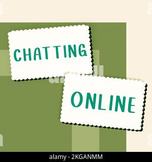 Visualizzazione concettuale chattare online. Business idea tipo di trasmissione in tempo reale di messaggi di testo on-line Foto Stock