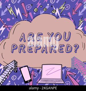 Scrittura di testo visualizzato sei preparedquestion. Valutazione della preparazione alla preparazione per l'idea aziendale Foto Stock