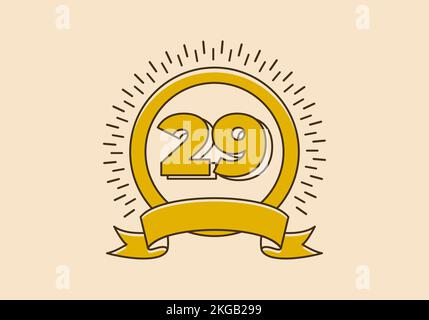 Distintivo vintage giallo rétro con numero 29 Illustrazione Vettoriale
