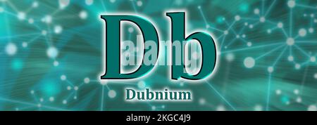 Simbolo dB. Elemento chimico Dubnium su sfondo verde rete Foto Stock