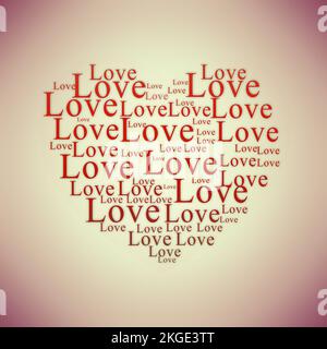 Tanti modi per dire Ti voglio bene. Un'illustrazione grafica dei messaggi d'amore. Foto Stock